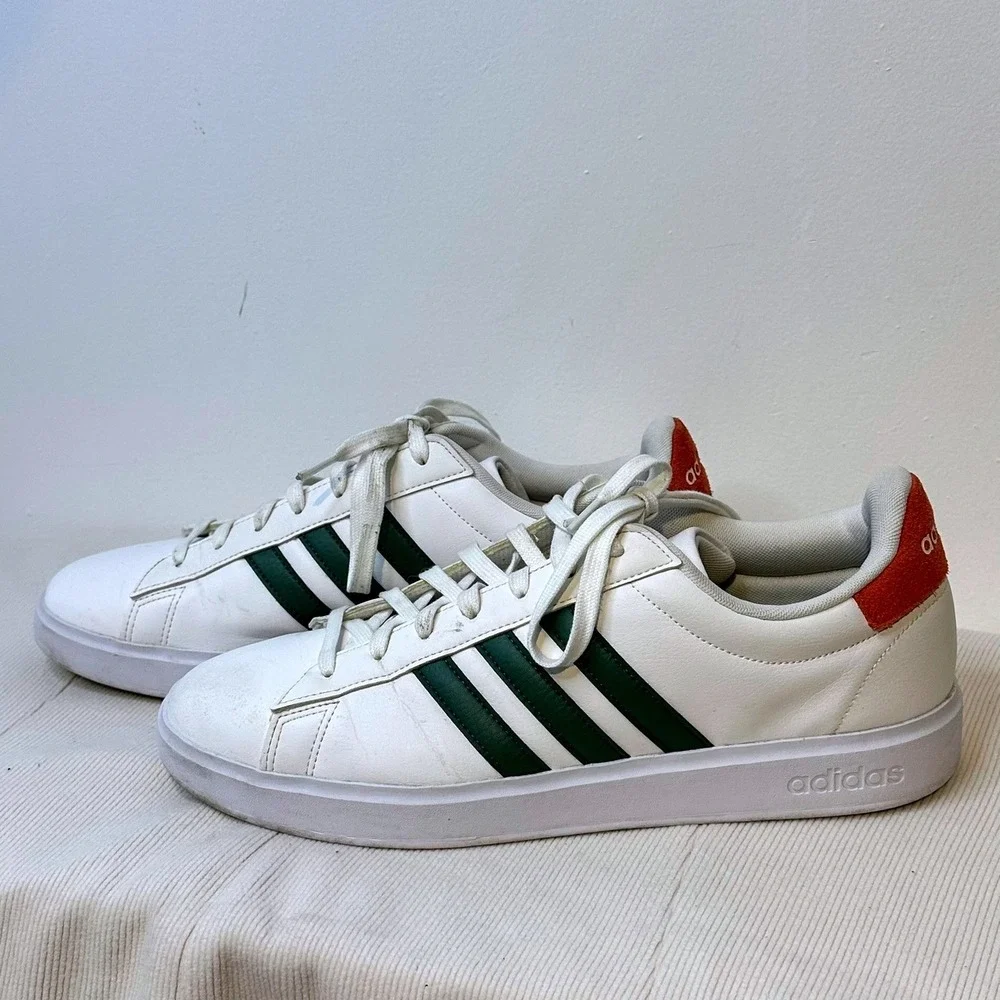 Adidas Grand Court Base 2.0 Mens Size 13 White Green GW9201 Sneakers